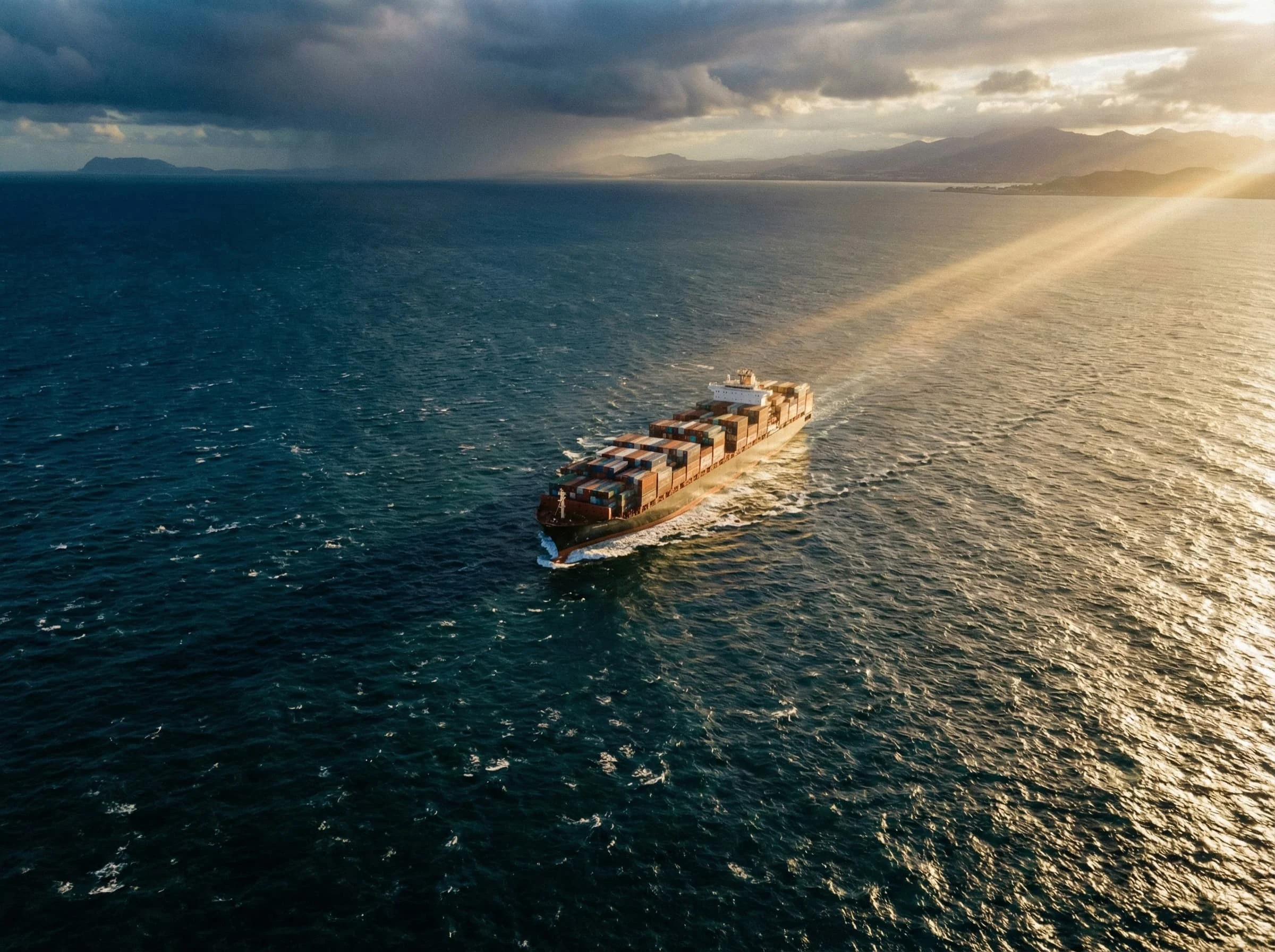Container vessel transporting chemical cargo to global buyers