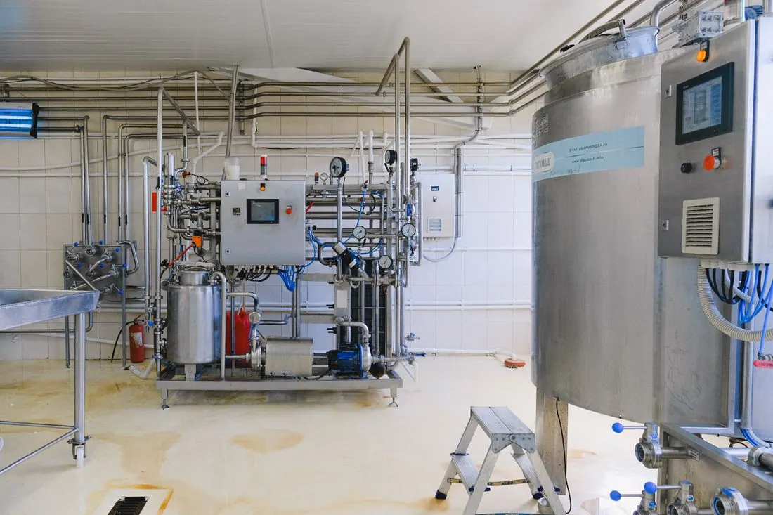 Production equipment inside an industrial facility