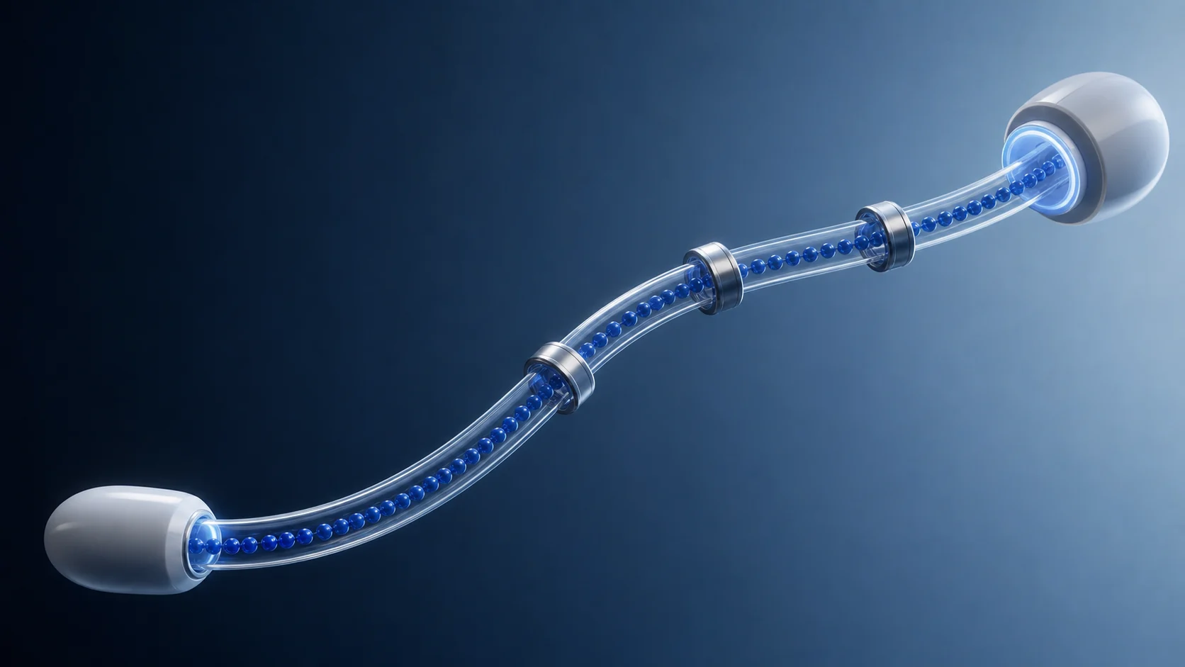 Controlled cobalt material flow inside a transparent logistics conduit