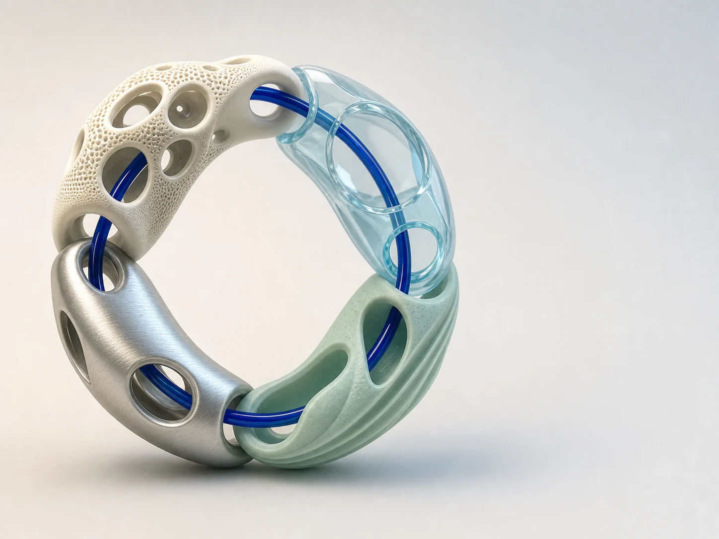 Four distinct materials connected as one responsible partnership loop
